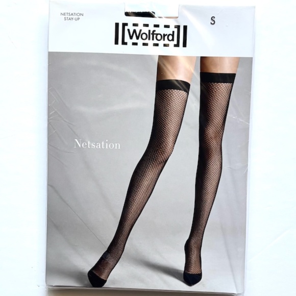 NWT Wolford, size small, stay up black net stockings - Picture 1 of 5